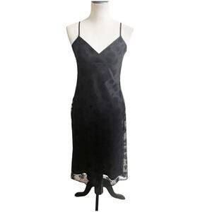 BCBG Y2K Whimsygoth Floral Dress Size 6 Black Mesh Overlay Witchy Dark Fairy